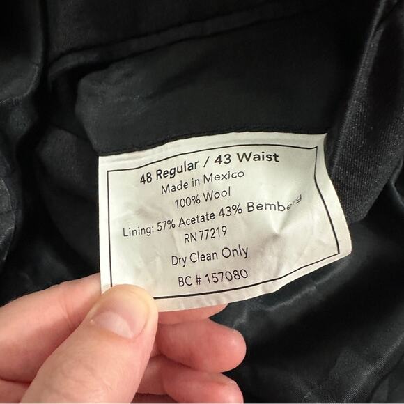 Joseph & Feiss Gold 100% Wool Dark Gray Two Button Long Sleeve Blazer Size 48R - Picture 7 of 9
